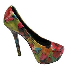 Steve Madden Dejavu Floral Multi Platform Stiletto Pumps Ultra Heels Women's 7M